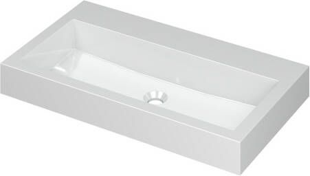 INK Momento wastafel 80x45x9cm 1 wasbak 0 kraangaten polystone wit glans 3421015
