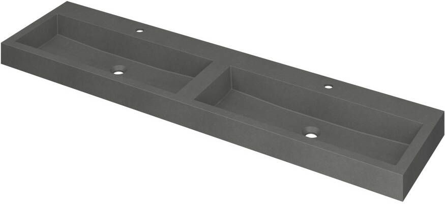 Ink Momento Wastafel Quartz dubbel met 2 kraangaten Quartz grijs 1800x450x90 mm (bxdxh)