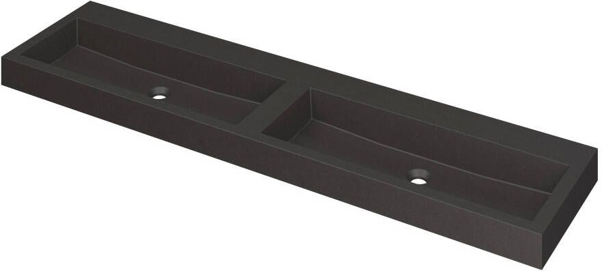 Ink Momento Wastafel Quartz dubbel zonder kraangaten Quartz zwart 1800x450x90 mm (bxdxh)