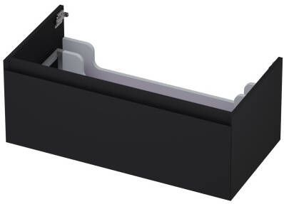 INK Wastafelonderkast 90x45x35cm 1 lade greeploos 45 graden afwerking rondom MDF lak zwart mat 1240126