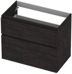 Ink Onderkast 2 laden greeploos hout decor met houten keerlijst a-symmetrisch Houtskool eiken 1200x450x650 mm (bxdxh)