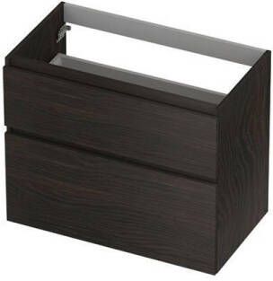 Ink Onderkast 2 laden greeploos hout decor met houten keerlijst a-symmetrisch Intens eiken 800x450x650 mm (bxdxh)