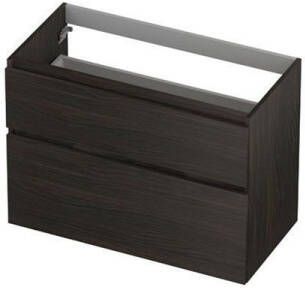 Ink Onderkast 2 laden greeploos hout decor met houten keerlijst a-symmetrisch Intens eiken 900x450x650 mm (bxdxh)