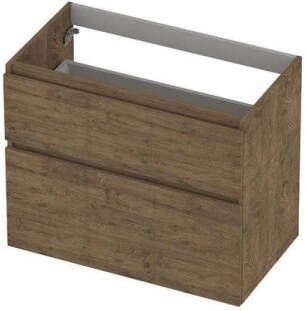 Ink Onderkast 2 laden greeploos hout decor met houten keerlijst a-symmetrisch Naturel eiken 800x450x650 mm (bxdxh)