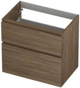 Ink Onderkast 2 laden greeploos hout decor met houten keerlijst a-symmetrisch Zuiver eiken 700x450x650 mm (bxdxh)