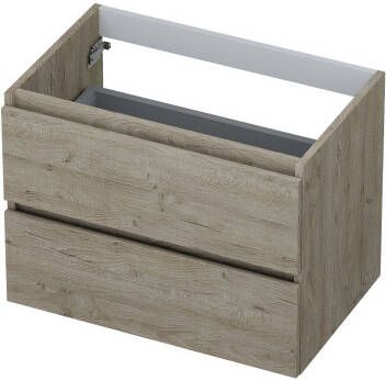 INK Wastafelonderkast 70x45x52cm 2 lades greeploos houten keerlijst MFC Greige eiken 1257119