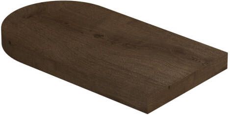 Ink Play R Play fontein planchet met blinde bevestiging rechts l s afgerond in echt hout fineer Chocolate 400x220x32 mm (bxdxh)