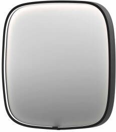 INK SP31 contour spiegel in stalen kader met dimbare directe LED-verlichting spiegelverwarming color changing en schakelaar 80 x 4 x 80 cm geborsteld metal black