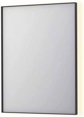 INK SP32 rechthoekige spiegel in stalen kader met dimbare indirect LED-verlichting spiegelverwarming color changing en schakelaar 60 x 4 x 80 cm mat zwart