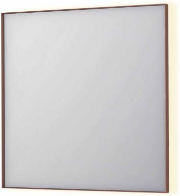 INK SP32 rechthoekige spiegel in stalen kader met dimbare indirect LED-verlichting spiegelverwarming color changing en schakelaar 80 x 4 x 80 cm geborsteld koper