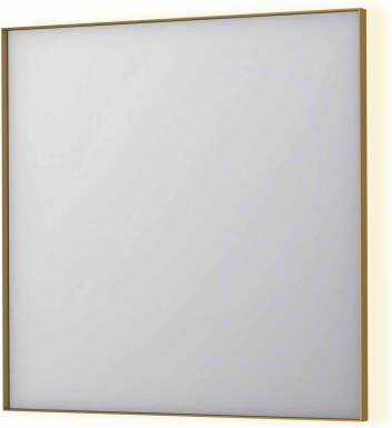INK SP32 rechthoekige spiegel in stalen kader met dimbare indirect LED-verlichting spiegelverwarming color changing en schakelaar 80 x 4 x 80 cm geborsteld mat goud