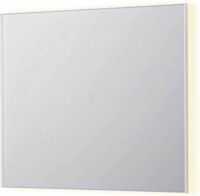 INK SP32 rechthoekige spiegel in stalen kader met dimbare indirect LED-verlichting spiegelverwarming color changing en schakelaar 90 x 4 x 80 cm mat wit