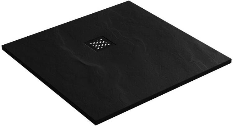 Brauer Relievo Crag douchebak mineraalmarmer 90x90 cm mat zwart
