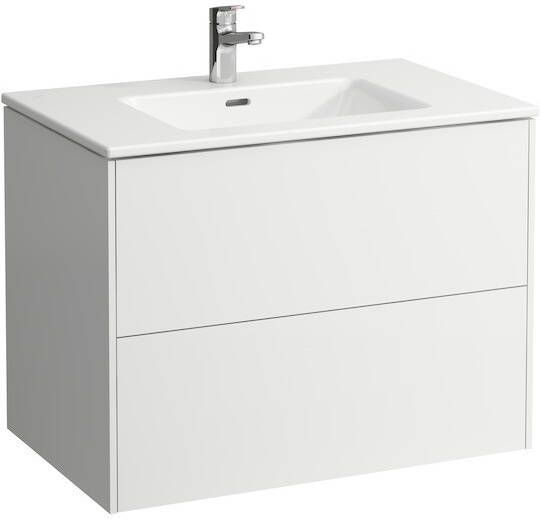 Laufen Pro S + Base Pack wastafel 80x61x50cm met kraangat met overloop incl. meubel met 2 laden keramiek hout mat wit mat H8649612601041