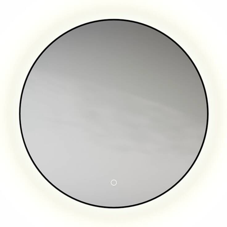Looox Mirror collection spiegel rond 70cm ind.LED verl. sp.verw. m.black spmblr700