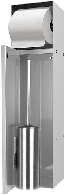Looox CL9 inbouw Closetborstelhouder met rolhouder betegelbaar 24x14x69 cm RVS geborsteld - Foto 2