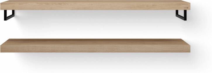 LoooX Wooden Base Shelf Duo Eiken Old Grey 100cm mat zwart handdoekhouder rechts & links