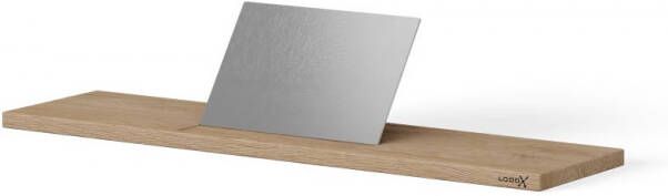 LoooX Wooden Bath Shelf badplank massief eiken 88 cm met geborsteld RVS tablethouder