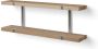 Looox Shelf Wood wandplank duo 60x28x15cm met RVS geborsteld ophanging eiken old grey RVS WWSDUO60RVS - Thumbnail 2