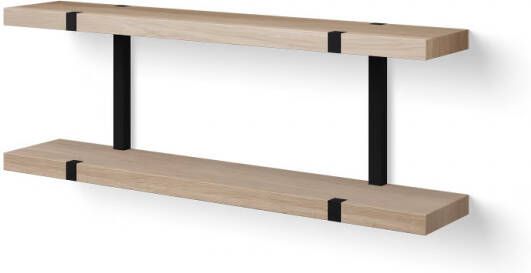 LoooX Wooden Wall Shelf Duo planchet eiken old grey 80cm ophanging mat zwart