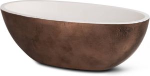 Luca Sanitair Bagno Metallo vrijstaand bad 180x80cm ovaal Solid Surface binnenzijde mat wit buitenzijde copper