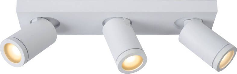 Lucide Taylor Plafondspot Badkamer LED Dim to warm GU10 3x5W 2200K 3000K IP44 Wit