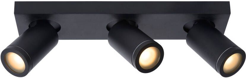 Lucide Taylor Plafondspot Badkamer LED Dim to warm GU10 3x5W 2200K 3000K IP44 Zwart