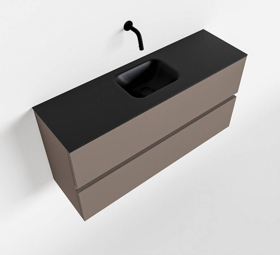 Mondiaz ADA Toiletmeubel 100x30x50cm met 0 kraangaten 2 lades smoke mat Wastafel Lex midden Solid Surface Zwart FK75342162 - Foto 2