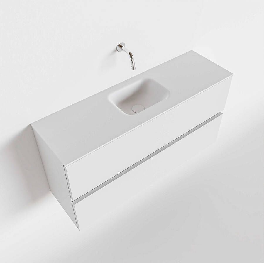 Mondiaz ADA Toiletmeubel 100x30x50cm met 0 kraangaten 2 lades talc mat Wastafel Lex midden Solid Surface Wit FK75341727 - Foto 2