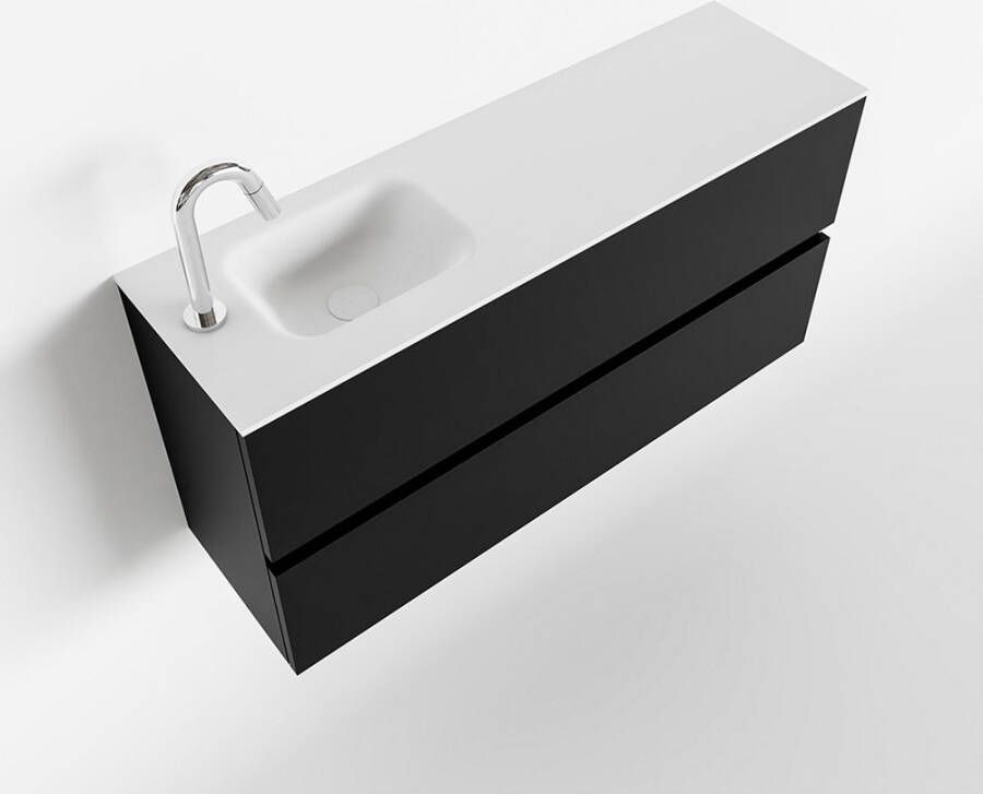 Mondiaz ADA Toiletmeubel 100x30x50cm met 1 kraangaten 2 lades urban mat Wastafel Lex links Solid Surface Wit FK75341757 - Foto 2