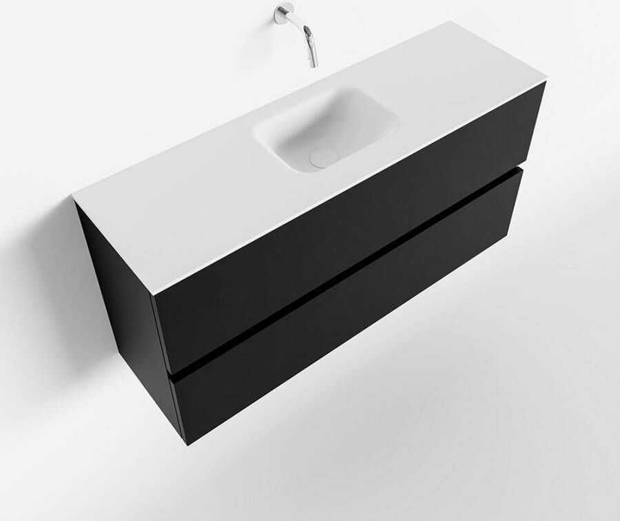 Mondiaz ADA Toiletmeubel 100x30x50cm met 0 kraangaten 2 lades urban mat Wastafel Lex midden Solid Surface Wit FK75341756