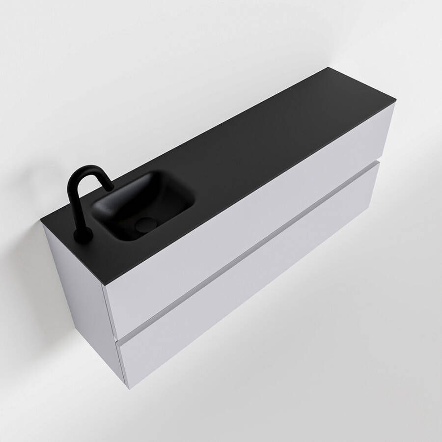 Mondiaz ADA Toiletmeubel 120x30x50cm met 1 kraangaten 2 lades cale mat Wastafel Lex links Solid Surface Zwart FK75342314 - Foto 2