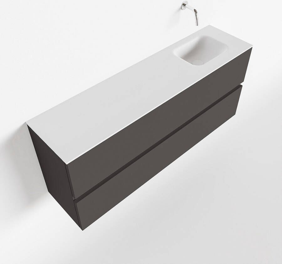 Mondiaz ADA Toiletmeubel 120x30x50cm met 0 kraangaten 2 lades dark grey mat Wastafel Lex rechts Solid Surface Wit FK75341795 - Foto 2