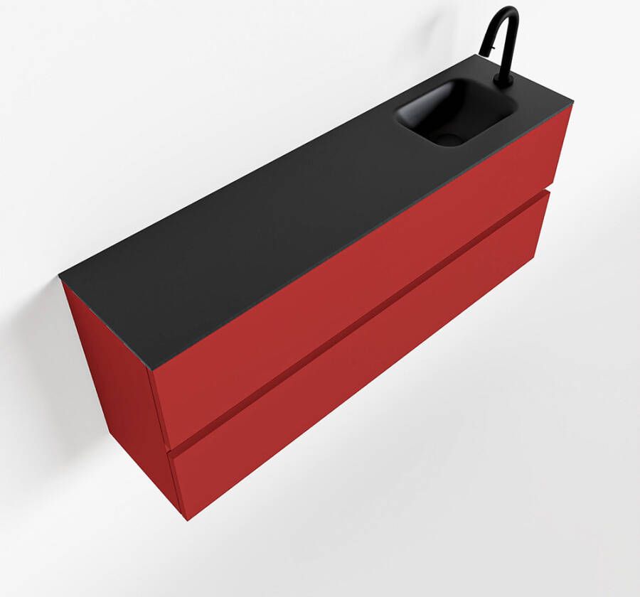 Mondiaz ADA Toiletmeubel 120x30x50cm met 1 kraangaten 2 lades fire mat Wastafel Lex rechts Solid Surface Zwart FK75342258 - Foto 2