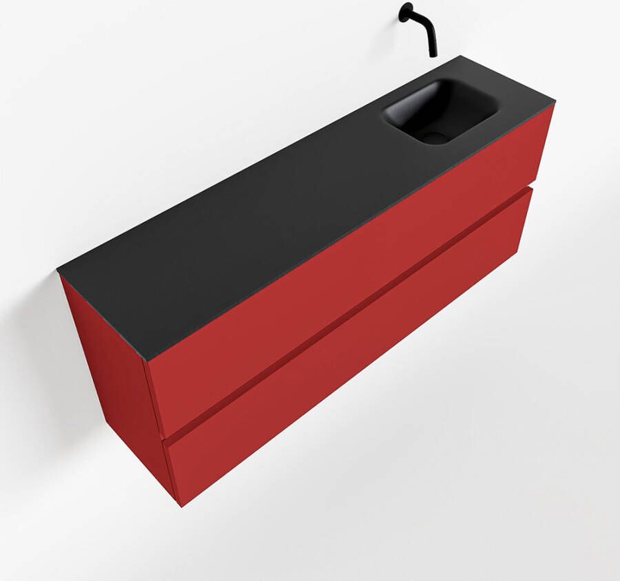 Mondiaz ADA Toiletmeubel 120x30x50cm met 0 kraangaten 2 lades fire mat Wastafel Lex rechts Solid Surface Zwart FK75342259 - Foto 2