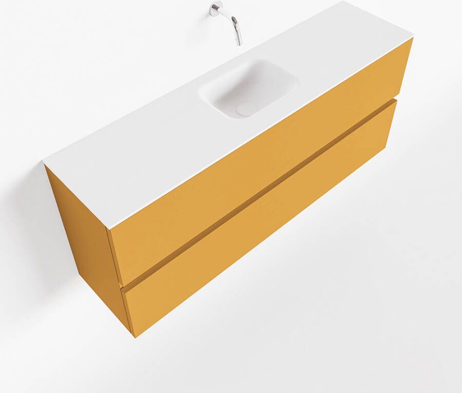 Mondiaz ADA Toiletmeubel 120x30x50cm met 0 kraangaten 2 lades ocher mat Wastafel Lex midden Solid Surface Wit FK75341878