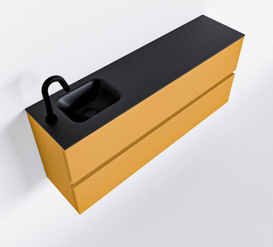 Mondiaz ADA Toiletmeubel 120x30x50cm met 1 kraangaten 2 lades ocher mat Wastafel Lex links Solid Surface Zwart FK75342227 - Foto 2