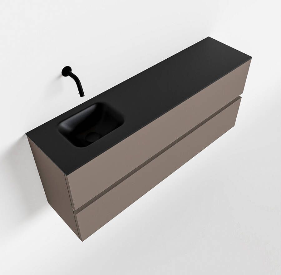 Mondiaz ADA Toiletmeubel 120x30x50cm met 0 kraangaten 2 lades smoke mat Wastafel Lex links Solid Surface Zwart FK75342170 - Foto 4