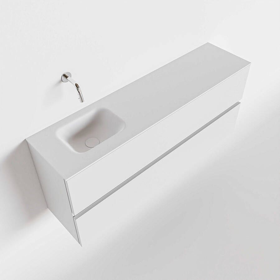 Mondiaz ADA Toiletmeubel 120x30x50cm met 0 kraangaten 2 lades talc mat Wastafel Lex links Solid Surface Wit FK75341735 - Foto 2