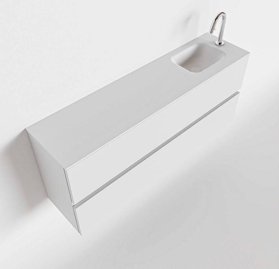 Mondiaz ADA Toiletmeubel 120x30x50cm met 1 kraangaten 2 lades talc mat Wastafel Lex rechts Solid Surface Wit FK75341736 - Foto 2
