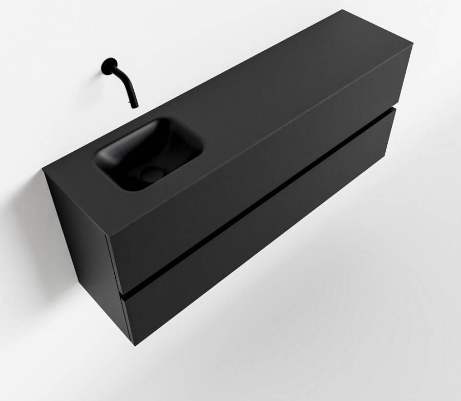 Mondiaz ADA Toiletmeubel 120x30x50cm met 0 kraangaten 2 lades urban mat Wastafel Lex links Solid Surface Zwart FK75342112 - Foto 2