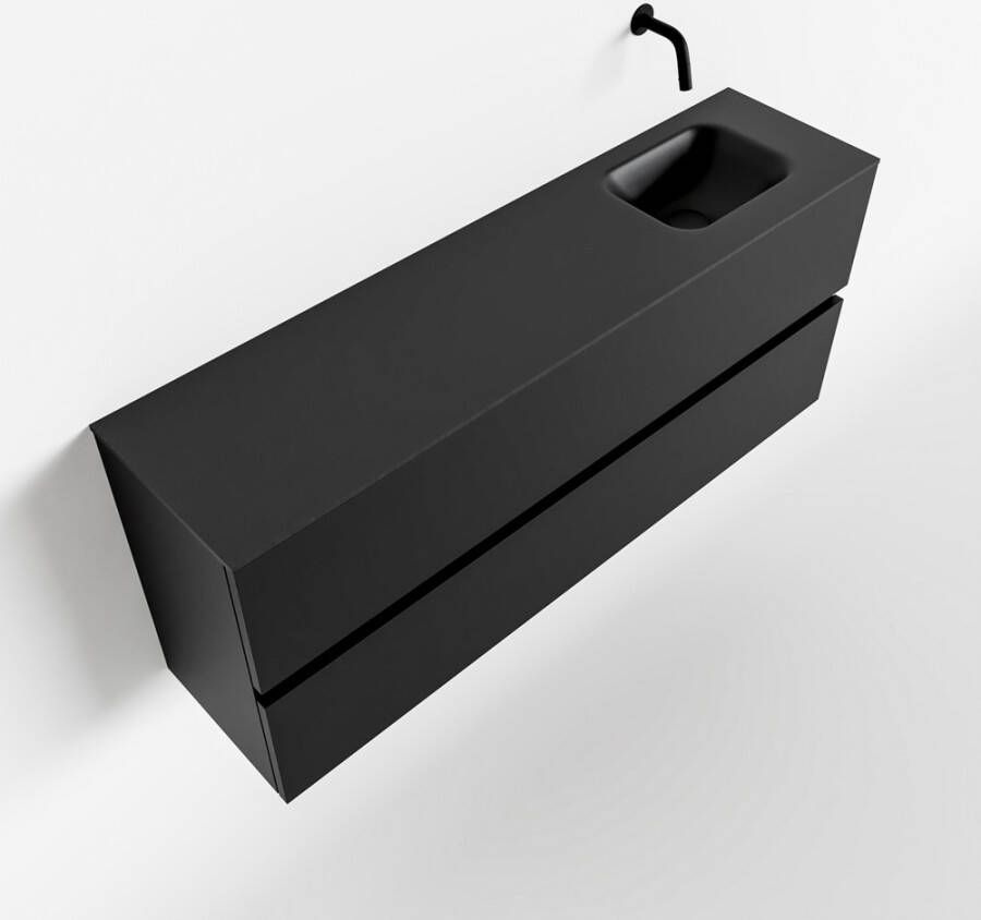 Mondiaz ADA Toiletmeubel 120x30x50cm met 0 kraangaten 2 lades urban mat Wastafel Lex rechts Solid Surface Zwart FK75342114 - Foto 2