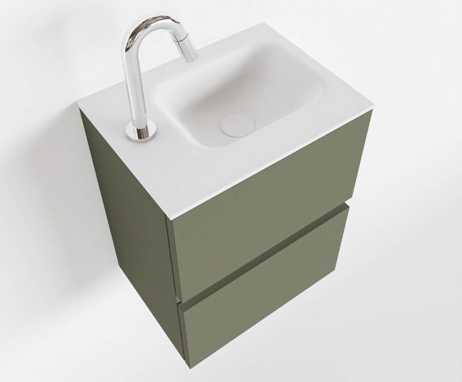 Mondiaz ADA Toiletmeubel 40x30x50cm 1 kraangat 2 lades army mat wasbak links Solid surface Wit FK75341826