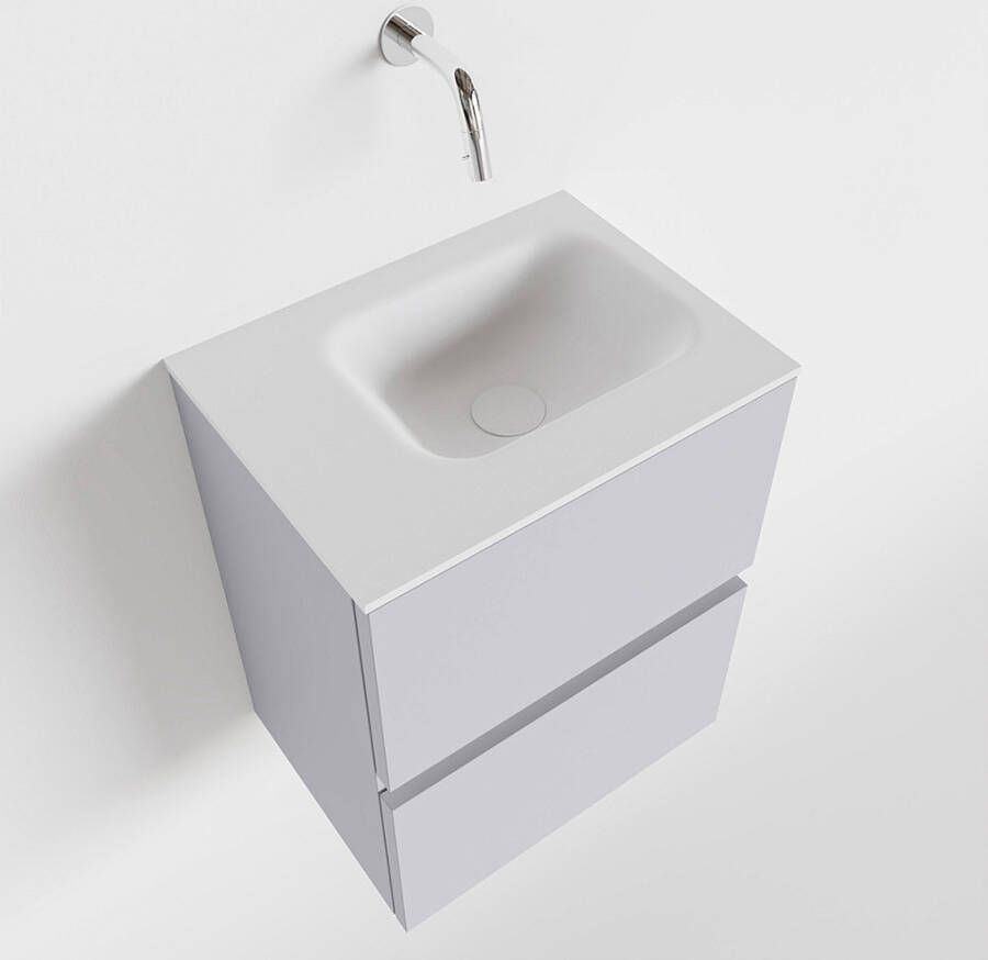 Mondiaz ADA Toiletmeubel 40x30x50cm met 0 kraangaten 2 lades cale mat Wastafel Lex links Solid Surface Wit FK75341943 - Foto 2