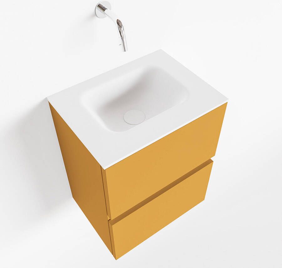 Mondiaz ADA Toiletmeubel 40x30x50cm met 0 kraangaten 2 lades ocher mat Wastafel Lex midden Solid Surface Wit FK75341854 - Foto 2