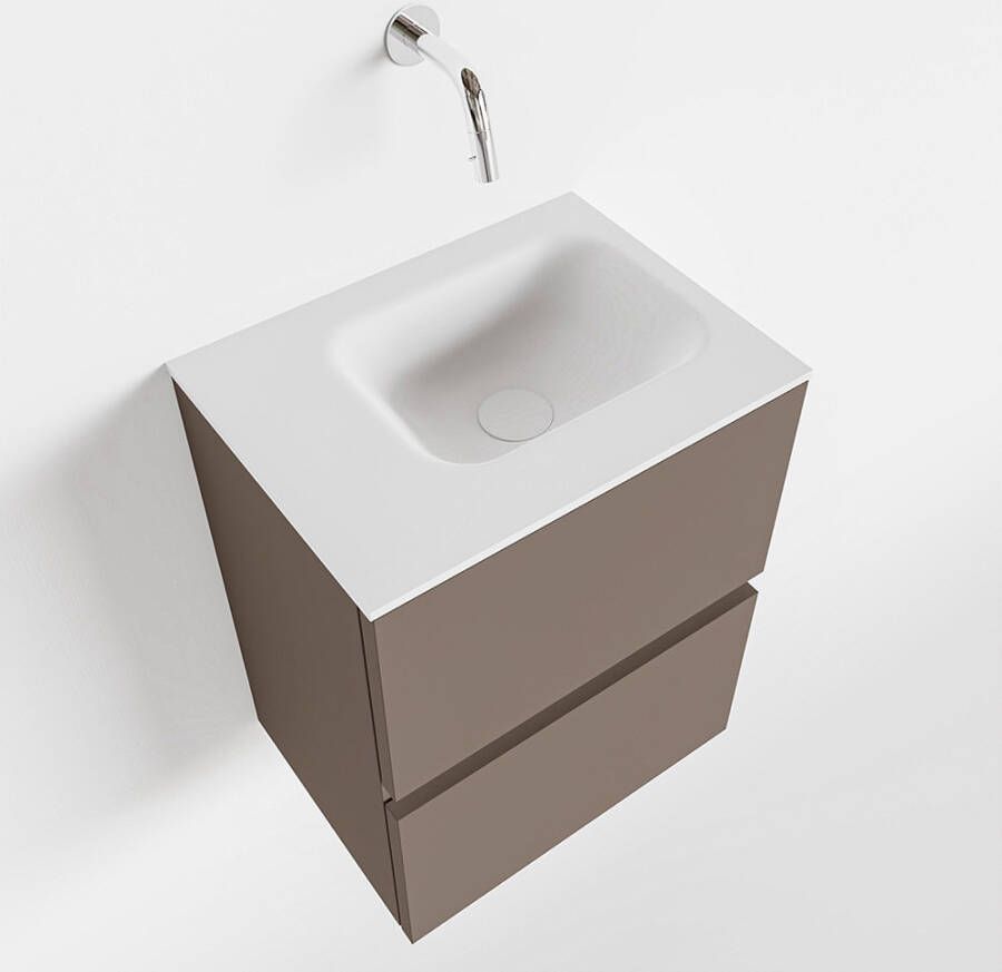 Mondiaz ADA Toiletmeubel 40x30x50cm 0 kraangaten 2 lades smoke mat wasbak links Solid surface Wit FK75341798