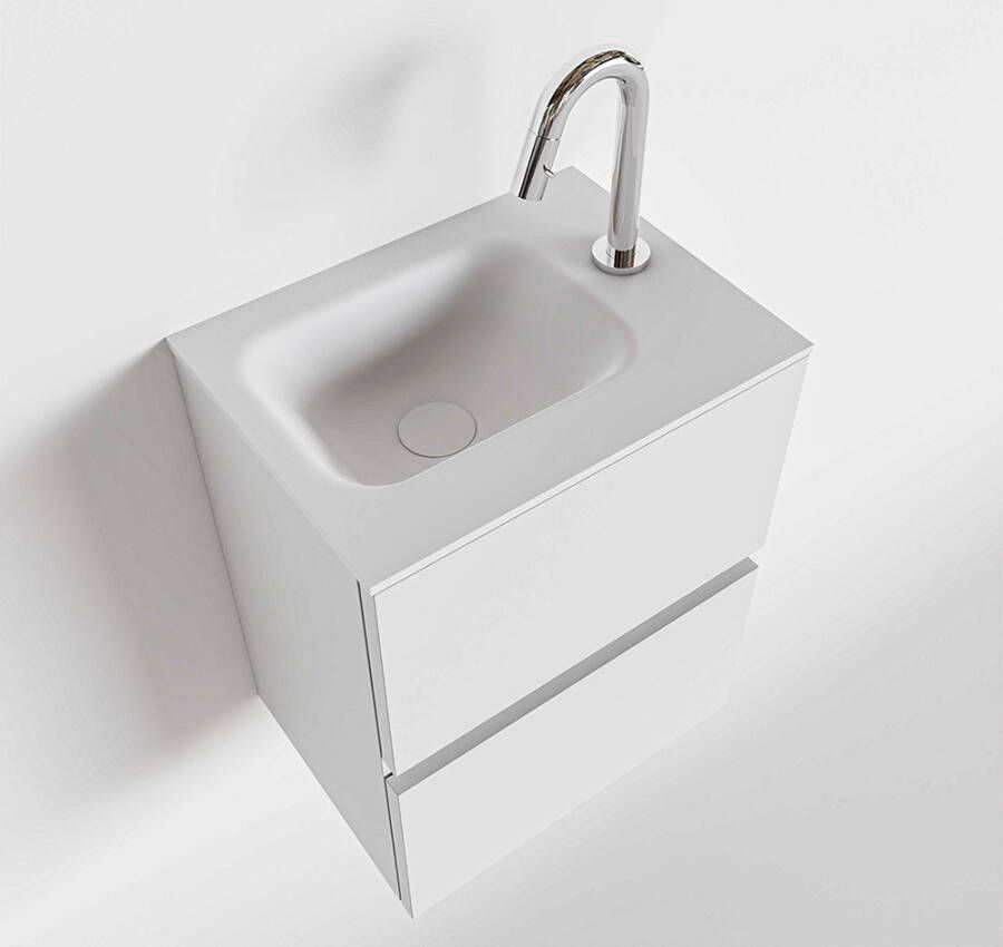 Mondiaz ADA Toiletmeubel 40x30x50cm 1 kraangat 2 lades talc mat wasbak rechts Solid surface Wit FK75341712