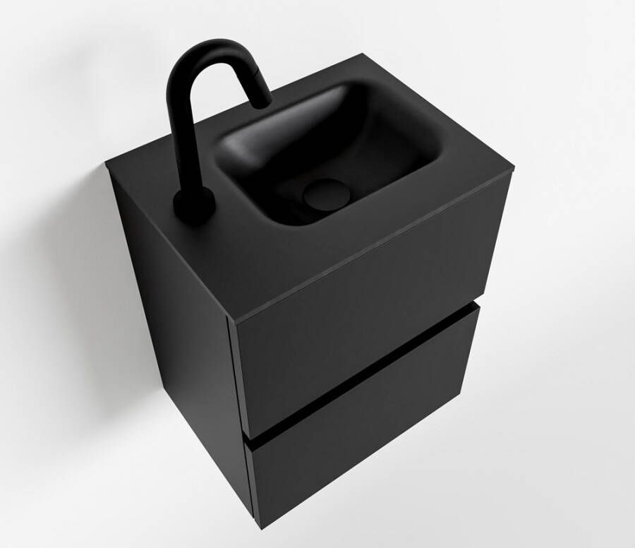 Mondiaz ADA Toiletmeubel 40x30x50cm 1 kraangat 2 lades urban mat wasbak links Solid surface Zwart FK75342087 - Foto 3