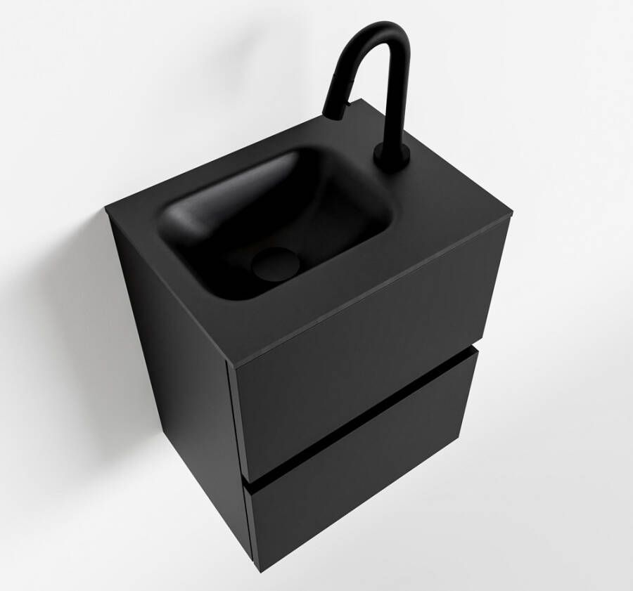 Mondiaz ADA Toiletmeubel 40x30x50cm 1 kraangat 2 lades urban mat wasbak rechts Solid surface Zwart FK75342089 - Foto 2