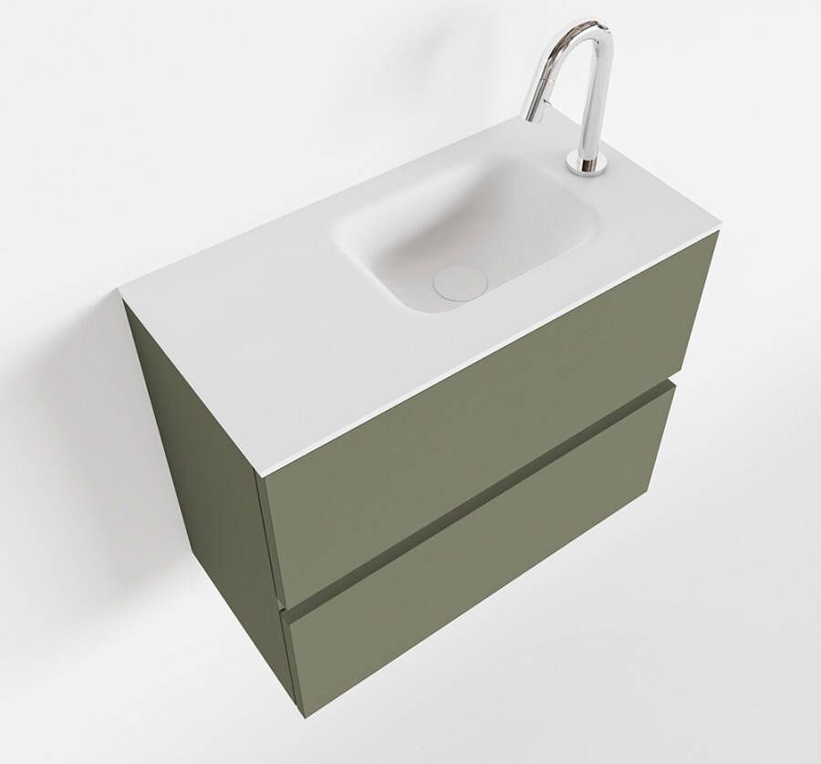 Mondiaz ADA Toiletmeubel 60x30x50cm met 1 kraangaten 2 lades army mat Wastafel Lex rechts Solid Surface Wit FK75341834 - Foto 2